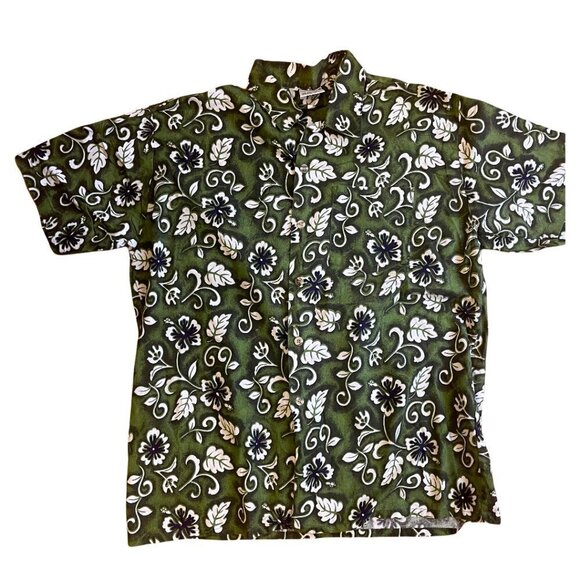 Sunset Highway Size Large 100% Cotton Green Floral Short Sleeve Hawaiian… - Picture 1 of 7